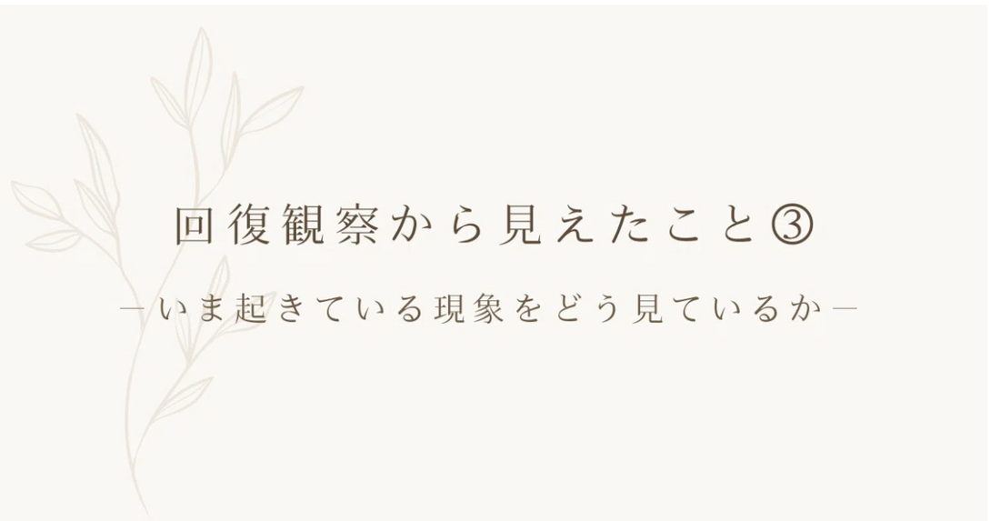 回復観察から見えたこと③ ｜ いま起きている現象をどう見ているか