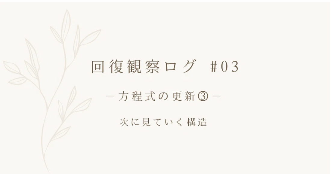 回復観察ログ #03 ｜ 方程式の更新③ ｜ 次に見ていく構造